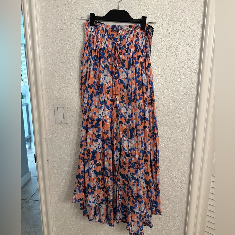 Tiare Hawaii Pink Pleated A-Line Maxi Skirt